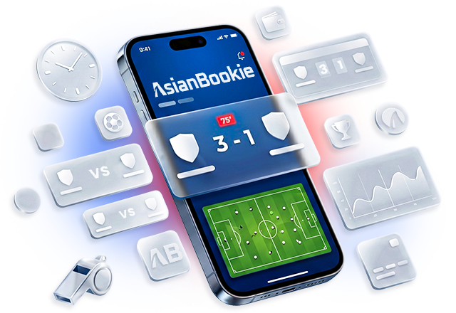 AsianBookie live scores on a mobile phone